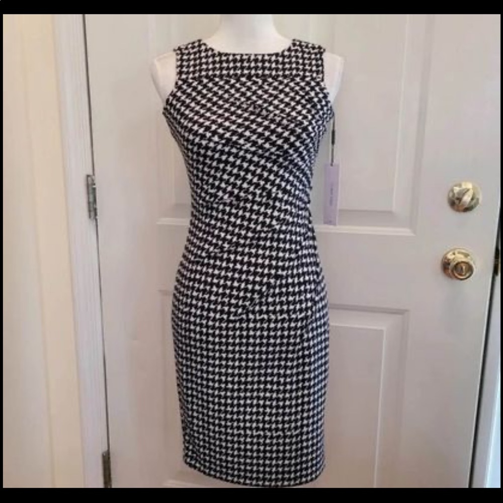 Calvin Klein houndstooth sheath career dress NWT size 4